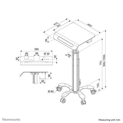 Neomounts Mobiele medische laptop cart MED-M050 bevestiging Neomounts Mobiele medische laptop cart MED-M050 bevestiging