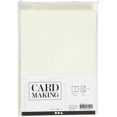 Creativ Company Kaarten en enveloppen, afmeting kaart 10,5x15 cm, afmeting envelop 11,5x16,5 cm, 110+220 gr, off-white, 50 set/ 1 doos - thumbnail