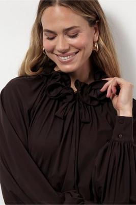 Palmer ruffle blouse - espresso - 13270