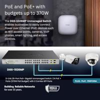 D-Link DGS-1026MP Layer2 PoE+ Gigabit Switch (26 poorten, waarvan 24 x 10/100/1000 Mbit/s PoE-poorten en 2 Gigabit Combo Uplinkpoorten), zwart - thumbnail