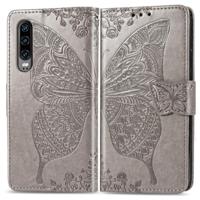 Butterfly Love bloemen reliëf horizontale Flip lederen case voor Huawei P30 met houder & kaartsleuven & portemonnee & Lanyard (grijs) - thumbnail