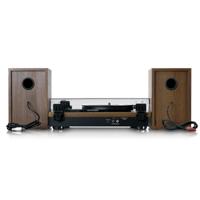 Platenspeler met Bluetooth-ontvangst en twee houten speakers - thumbnail