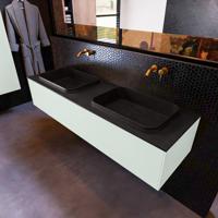 Badkamermeubelset Mondiaz Erin 150 cm met 1 Lade met RIDGE Wastafel Dubbel Urban Zonder Kraangaten Greeploos Mat Greey - thumbnail