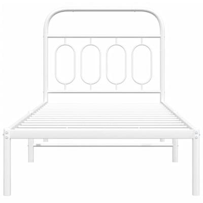 Bedframe met hoofdbord metaal wit 90x190 cm