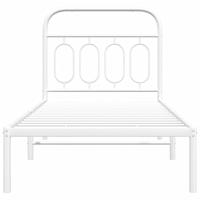 Bedframe met hoofdbord metaal wit 90x190 cm - thumbnail