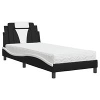 Bed met matras kunstleer zwart en wit 140x200 cm - thumbnail