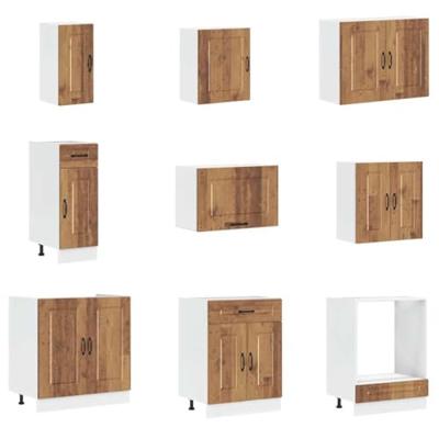 14-delige Keukenkastenset Kalmar bewerkt hout oud houtkleurig
