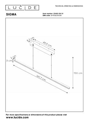 Lucide SIGMA - Hanglamp - LED Dimb. - 1x36W 2700K - Wit