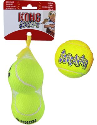 KONG SQUEAKAIR TENNISBAL GEEL MET PIEP LARGE 8 CM 2 ST
