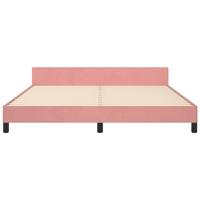 Bedframe met hoofdeinde fluweel roze 180x200 cm - thumbnail
