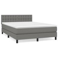 Boxspring met matras stof donkergrijs 140x190 cm - thumbnail