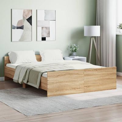 Bedframe met hoofd- en voeteneinde sonoma eikenkleur 135x190 cm