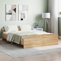 Bedframe met hoofd- en voeteneinde sonoma eikenkleur 135x190 cm - thumbnail