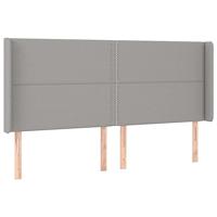 Hoofdbord met randen 183x16x118/128 cm stof lichtgrijs - thumbnail