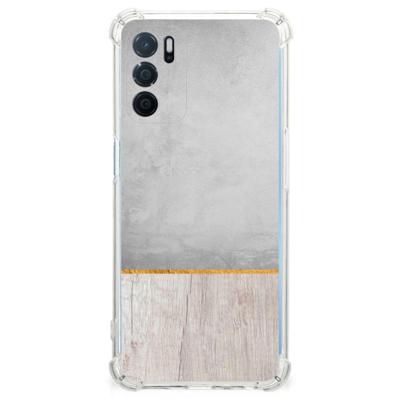OPPO A16 | A16s | A54s Stevig Telefoonhoesje Wood Concrete OPPO A16 | A16s | A54s Stevig Telefoonhoesje Wood Concrete