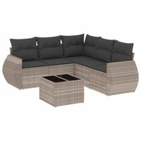 6-delige Loungeset met kussens poly rattan lichtgrijs - thumbnail