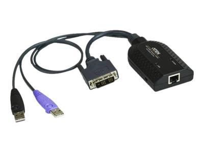 ATEN KVM Adapter [2x USB-A 2.0 stekker, DVI-D-stekker - 1x RJ45-bus] 0.20 m Zwart