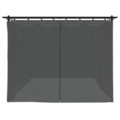 Prieel met gordijnen 6x3 m staal antracietkleurig