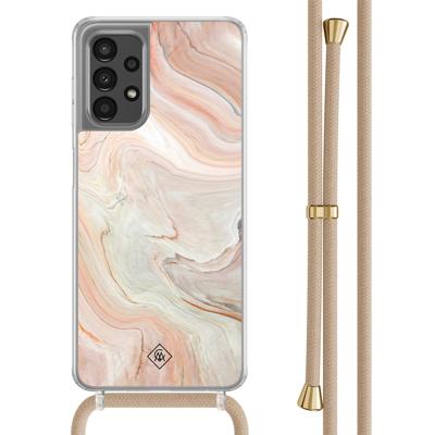 Samsung Galaxy A13 4G hoesje met beige koord - Marmer waves