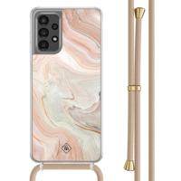 Samsung Galaxy A13 4G hoesje met beige koord - Marmer waves - thumbnail