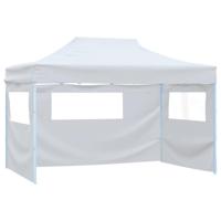 Partytent met 3 zijwanden inklapbaar 3x4 m staal wit - thumbnail