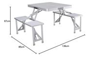 Marbueno Tafelset en 4 Stoelen met Paraplu Gat Vouwbaar Aluminium Grijs Camping en Strand 136X85X67 cm 10439 - thumbnail