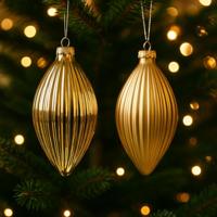 Olijf glas d6h13 cm licht goud 3st kerst Decoris - Decoris - thumbnail