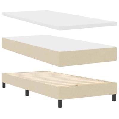 Boxspring bed met matras met hoofdeinde Crème 90 x 190 cm Stof