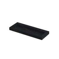 INK Pitch Wastafel Keramische Slab Centraal met Drain en Front en Side Skirts 2 Kraangaten - 1200x450x90 mm - Lauren Black Mat - thumbnail