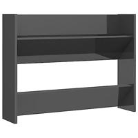 VidaXL Wandschoenenkast 80x18x60 cm bewerkt hout hoogglans grijs - thumbnail