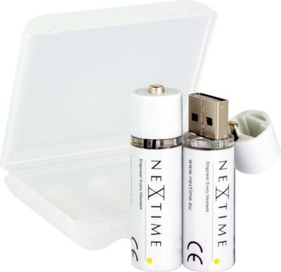 2 Oplaadbare AA USB batterijen NeXtime