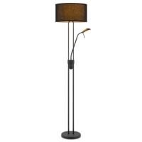 Moderne vloerlamp Up - 2-lichts staande lamp met Linnen kap - Zwart - 40/40/170cm - met E27 + G9 lichtbron 7W 1076LM - Warm wit licht - Dimbaar - Met draaischakelaar - Geschikt voor woonkamers en slaapkamers - thumbnail