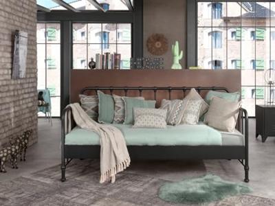 Vipack Bedbank Bronxx - zwart - 90x200 cm