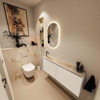 MONDIAZ TURE-DLUX 120cm toiletmeubel Talc. EDEN wastafel Frappe positie links. Met 1 kraangat. TUREDX120TALL1FRA - thumbnail