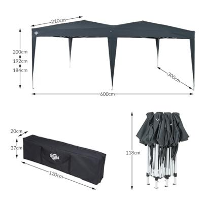 Easy Up - Vouwtent - Paviljoen- Partytent antraciet 3x6 mtr Easy Up - Vouwtent - Paviljoen- Partytent antraciet 3x6 mtr