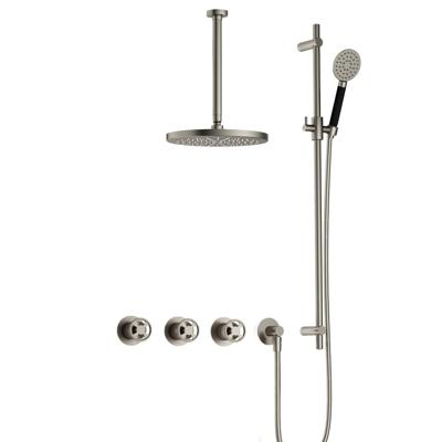 Hotbath Cobber IBSW70 Regendoucheset inbouw - 30cm plafondarm - 30cm ronde hoofddouche - 3 standen handdouche - glijstang - Geborsteld nikkel IBSW70GN1357 Hotbath Cobber IBSW70 Regendoucheset inbouw - 30cm plafondarm - 30cm ronde hoofddouche - 3 standen handdouche - glijstang - Geborsteld nikkel IBSW70GN1357