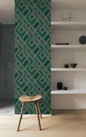 Dutch Wallcoverings Asperia - Fabric Geo - Groen/Goud - thumbnail