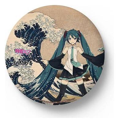 Hatsune Miku x Katsushika Hokusai iXima Large Pinback Button The Great Wave off Kanagawa/Fine Wind, Clear Morning Box Case (2)