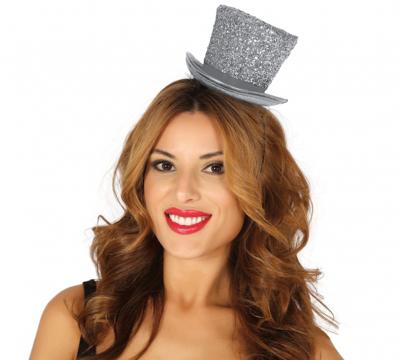 Hoge hoed glossy zilver