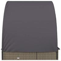 Ligbed 2-persoons met rond dak 211x112x140 cm poly rattan grijs - thumbnail