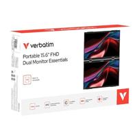 Verbatim PMT-15, Dual Portable Monitor met twee schermen 15,6 inch, mobiel Full HD scherm van kunststof voor laptop, tablet, smartphone, PS5, Nintendo Switch met 2x USB-C en een HDMI-aansluiting - thumbnail