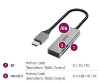Hama usb-kaartlezer usb-c usb 3.0 sd/microsd alu - thumbnail