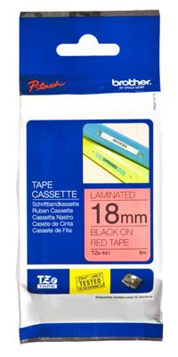 Brother TZe tape voor P-Touch 18 mm, zwart op rood
