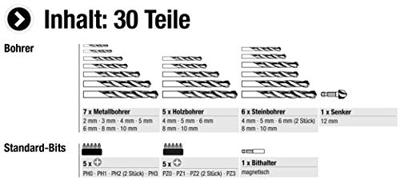 Werkzeyt Set Boren En Bits 30Dlg - ZY23411