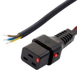 ACT AK5048 Netsnoer C19 IEC Lock | Open Einde | Zwart | 2 meter