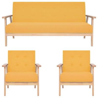 3-delig Bankstel stof geel