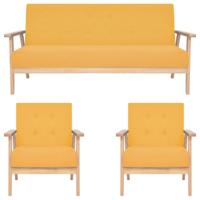 3-delig Bankstel stof geel - thumbnail