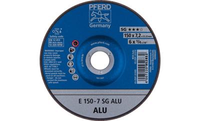 PFERD TOOLS 62215717 E 150-7 SG ALU Afbraamschijf gebogen Diameter 150 mm Boordiameter 22.23 mm Aluminium, Non-ferrometaal 10 stuk(s)