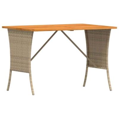 Tuintafel met acaciahouten blad 105x75x72 cm poly rattan beige