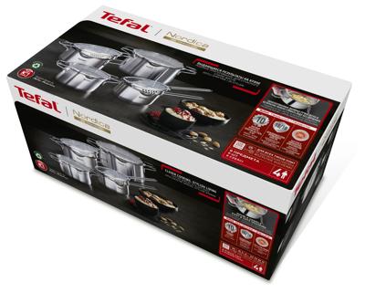 Tefal H852S8 Nordica Pannenset 4-delig RVS/Glas Tefal H852S8 Nordica Pannenset 4-delig RVS/Glas